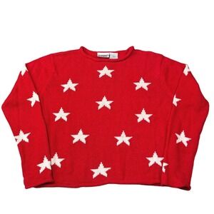 Capacity Red Star Knit Sweater Small Patriotic Y2K USA Core